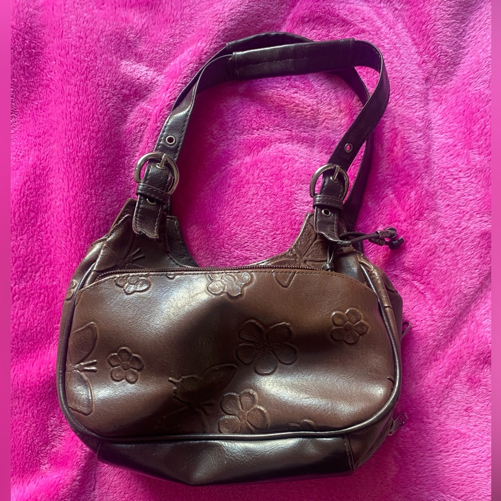 Brown Butterfly Embossed Women's Bag